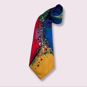Robert Daskal Silk Tie with Hand Painted Design